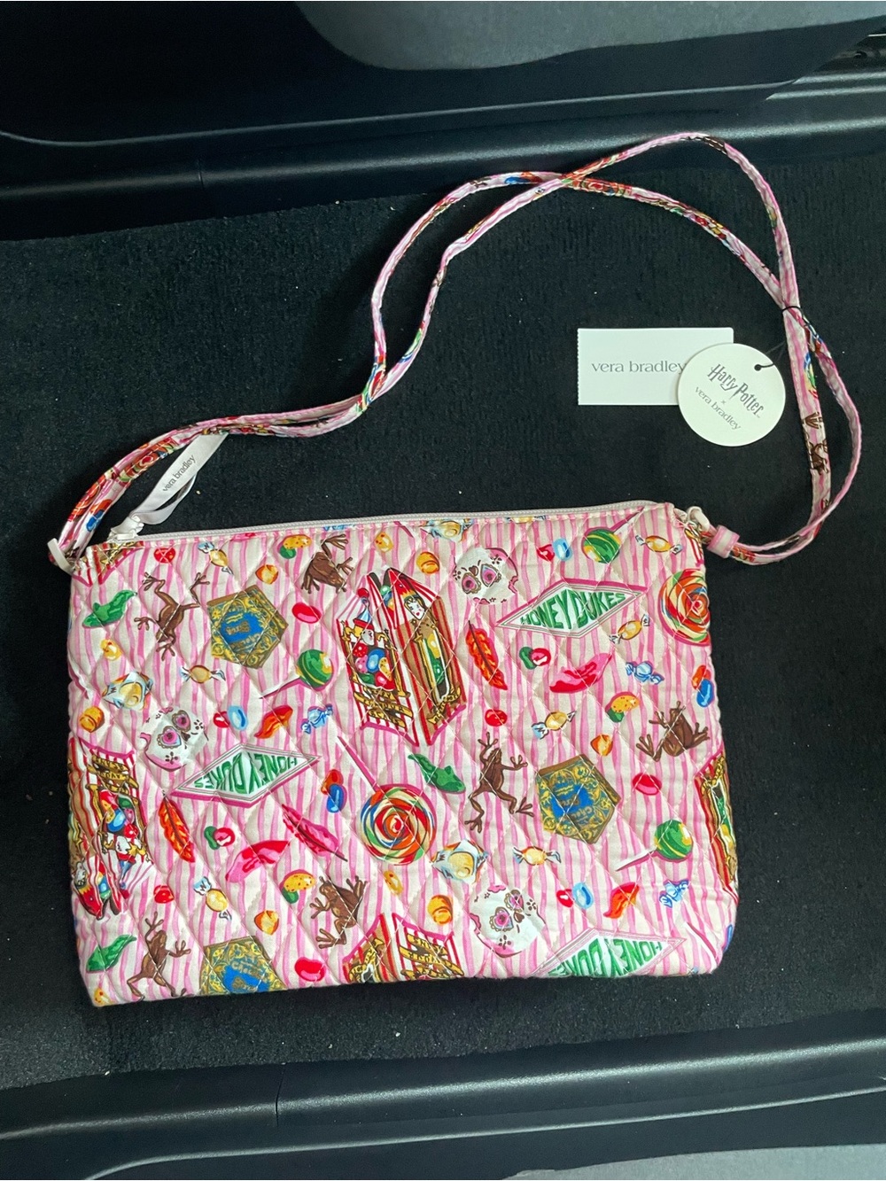 Vera Bradley Pink Quilted Crossbody with Multicolor Candy Print
